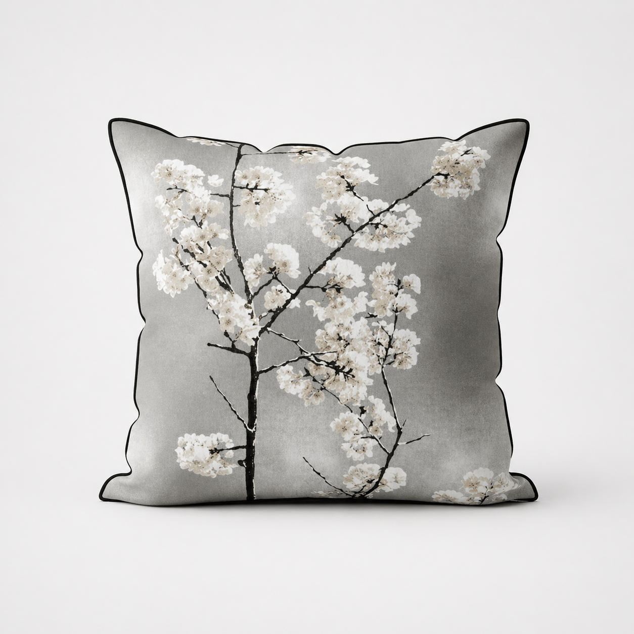 Silver Blossom Velvet Cushion - 60 x 60