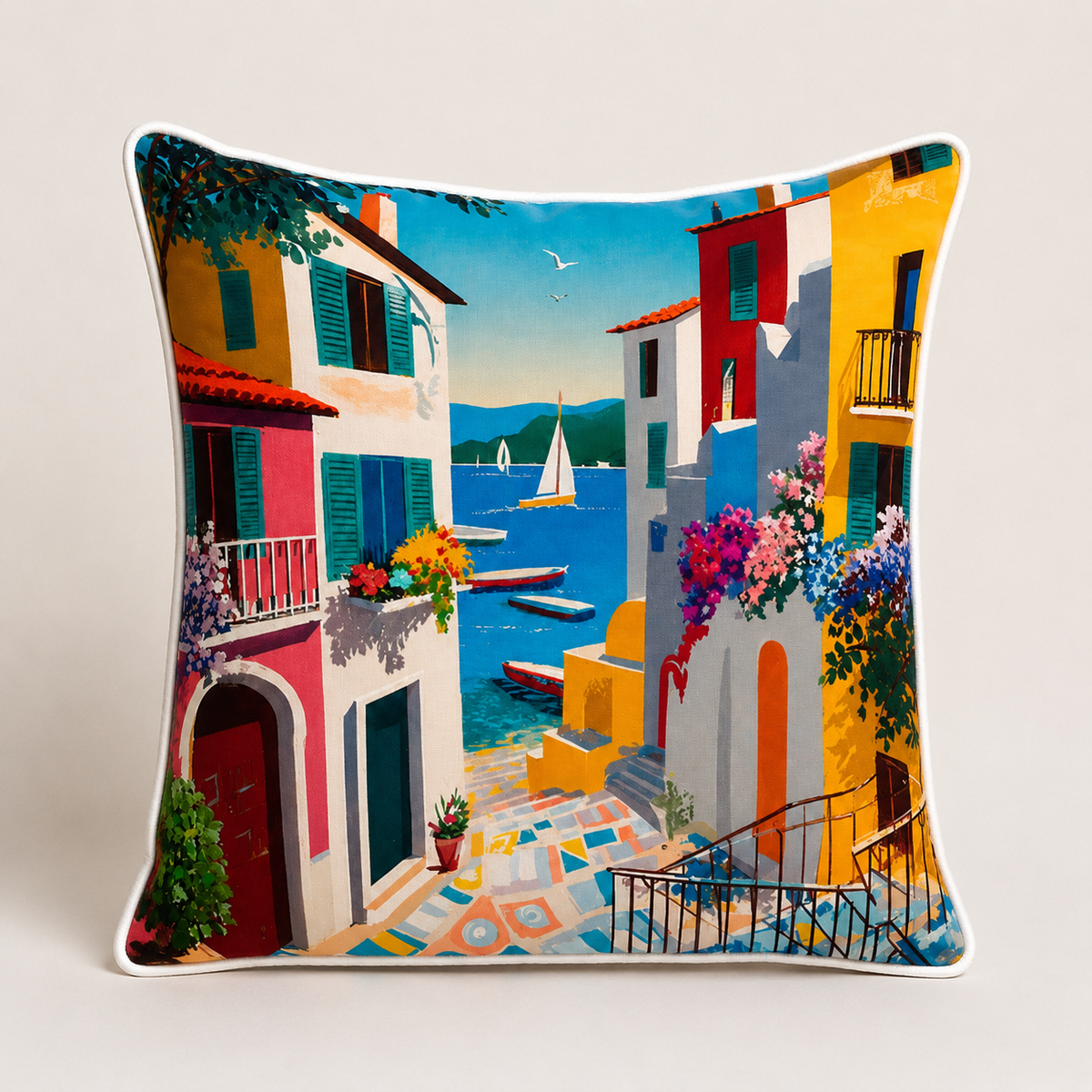 Meditaranean Dreams Velvet Cushion - 60 x 60