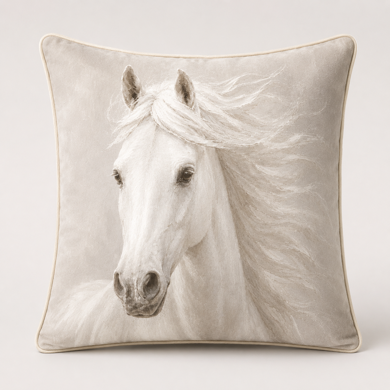 Ivory Spirit Velvet Cushion - 60 x 60