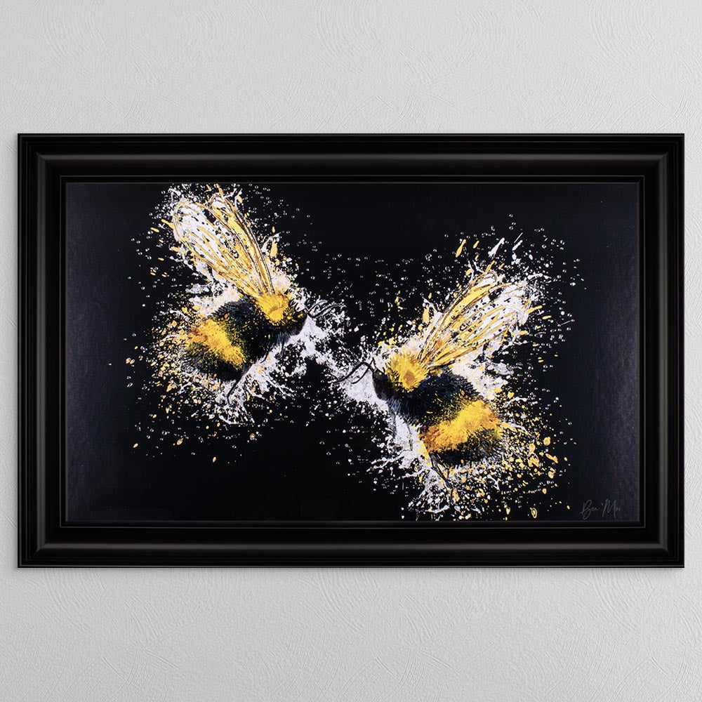 Bee Love (On Black Background) Framed Wall Art