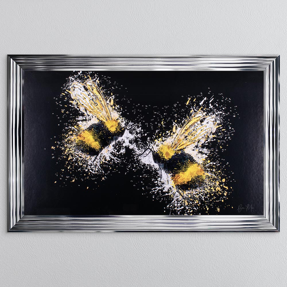 Bee Love (On Black Background) Framed Wall Art