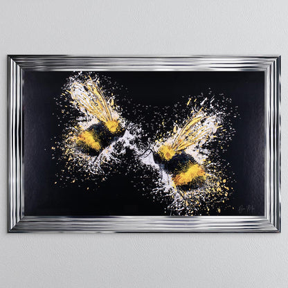 Bee Love (On Black Background) Framed Wall Art