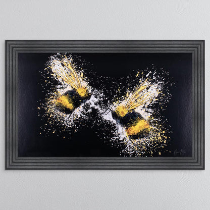 Bee Love (On Black Background) Framed Wall Art