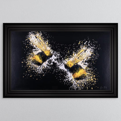 Bee Love (On Black Background) Framed Wall Art