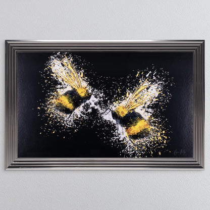 Bee Love (On Black Background) Framed Wall Art