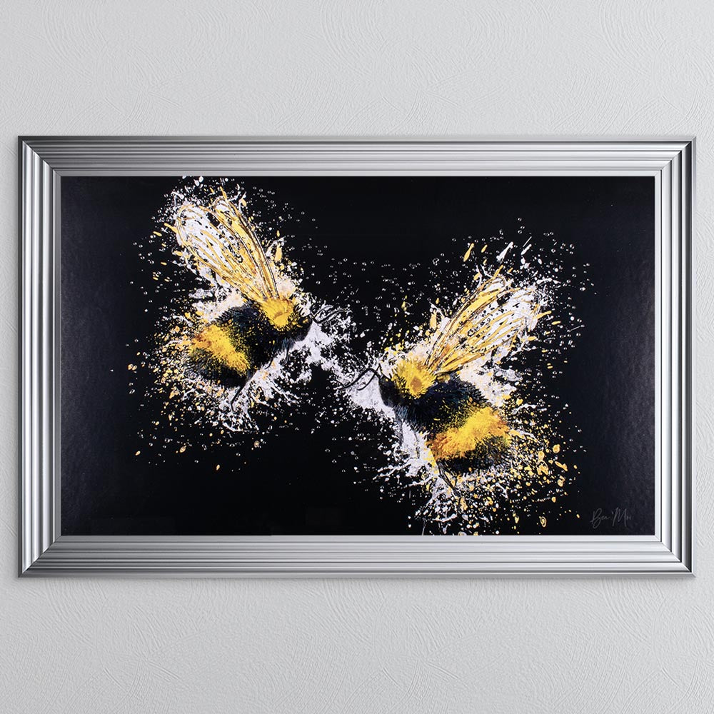 Bee Love (On Black Background) Framed Wall Art