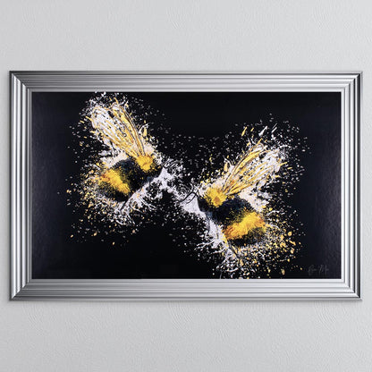 Bee Love (On Black Background) Framed Wall Art