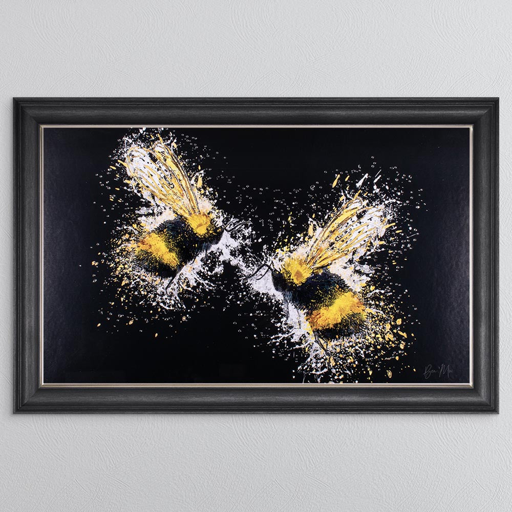 Bee Love (On Black Background) Framed Wall Art