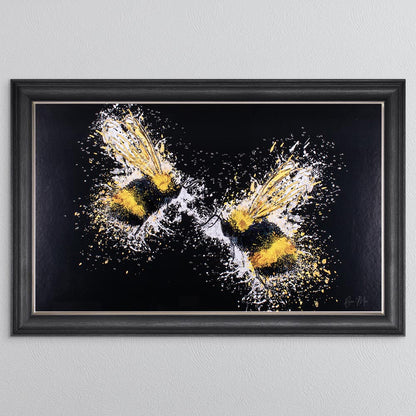 Bee Love (On Black Background) Framed Wall Art
