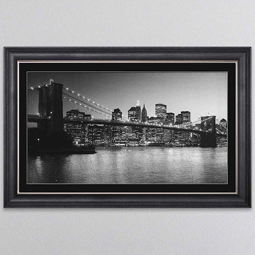 Brooklyn Bridge At Night Framed Wall Art