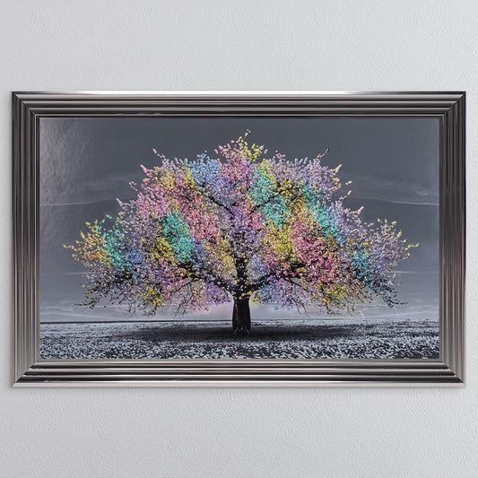 Multicoloured Cherry Tree Framed Wall Art