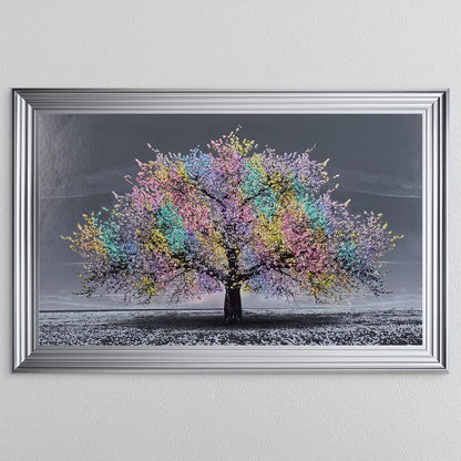 Multicoloured Cherry Tree Framed Wall Art