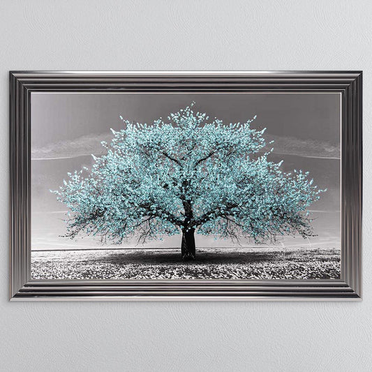 Teal Cherry Tree Framed Wall Art
