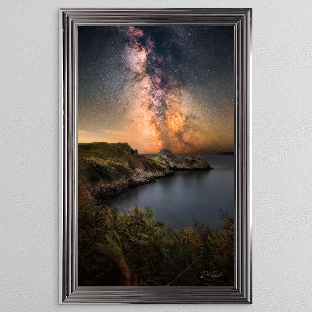 Three Cliffs Bay Milky Way Framed Wall Art