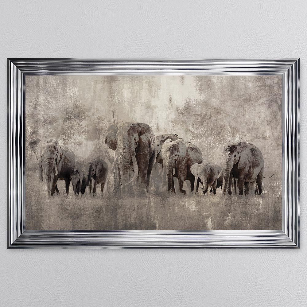Elephants On The Move Framed Wall Art