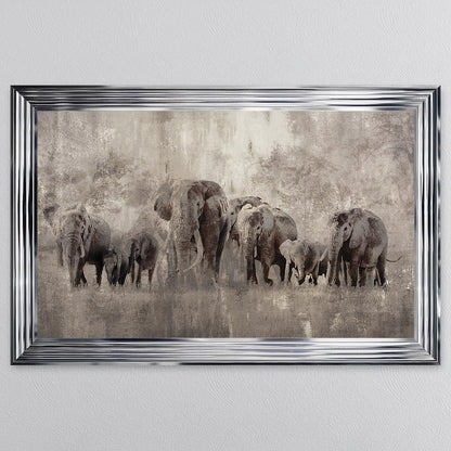 Elephants On The Move Framed Wall Art