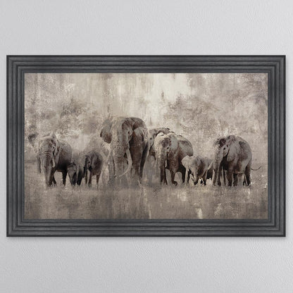Elephants On The Move Framed Wall Art