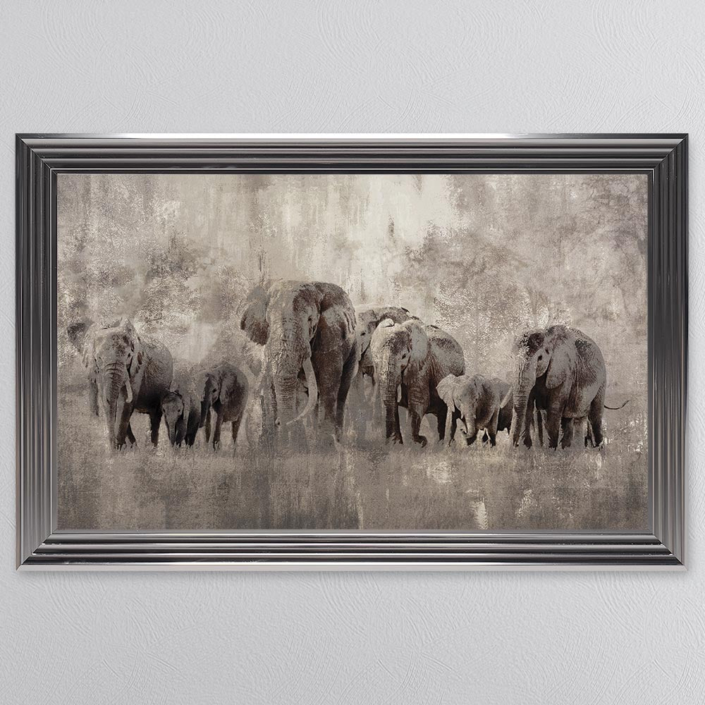 Elephants On The Move Framed Wall Art