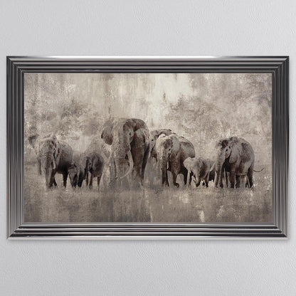 Elephants On The Move Framed Wall Art