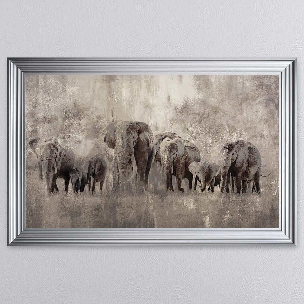 Elephants On The Move Framed Wall Art