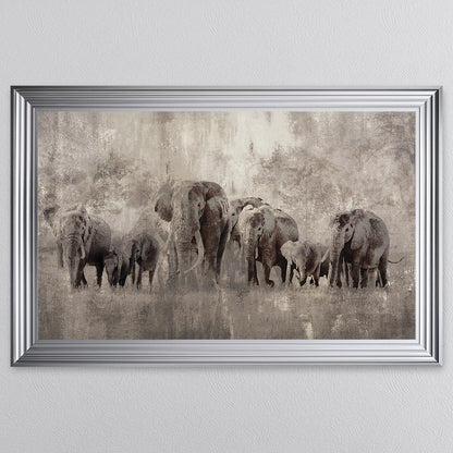 Elephants On The Move Framed Wall Art
