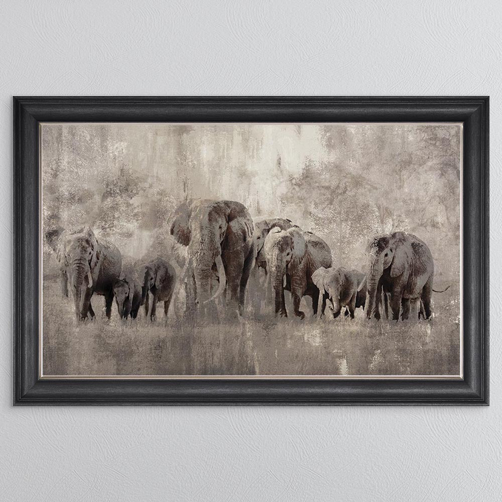 Elephants On The Move Framed Wall Art