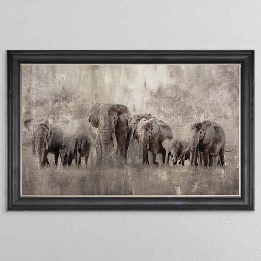 Elephants On The Move Framed Wall Art