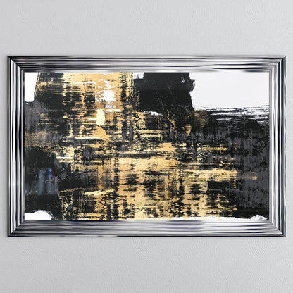 Black & Gold Abstract on White 1 with Gold Foil Framed Wall Art