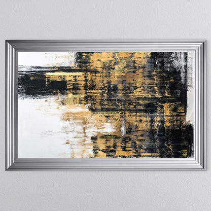 Black & Gold Abstract on White 2 with Gold Foil Framed Wall Art