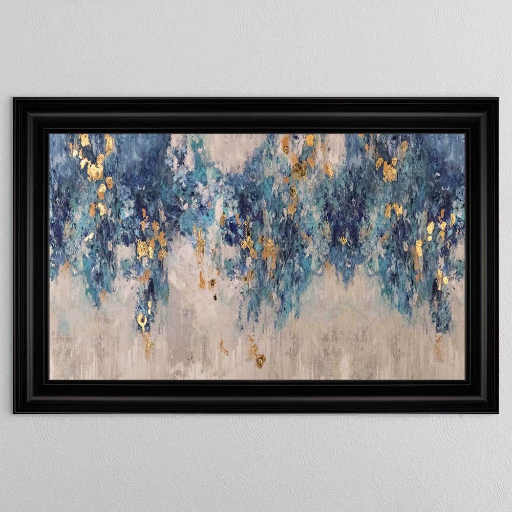 Blooming Blue with Gold Foil Framed Wall Art