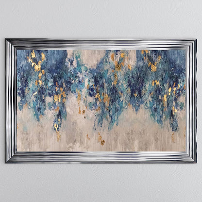 Blooming Blue with Gold Foil Framed Wall Art