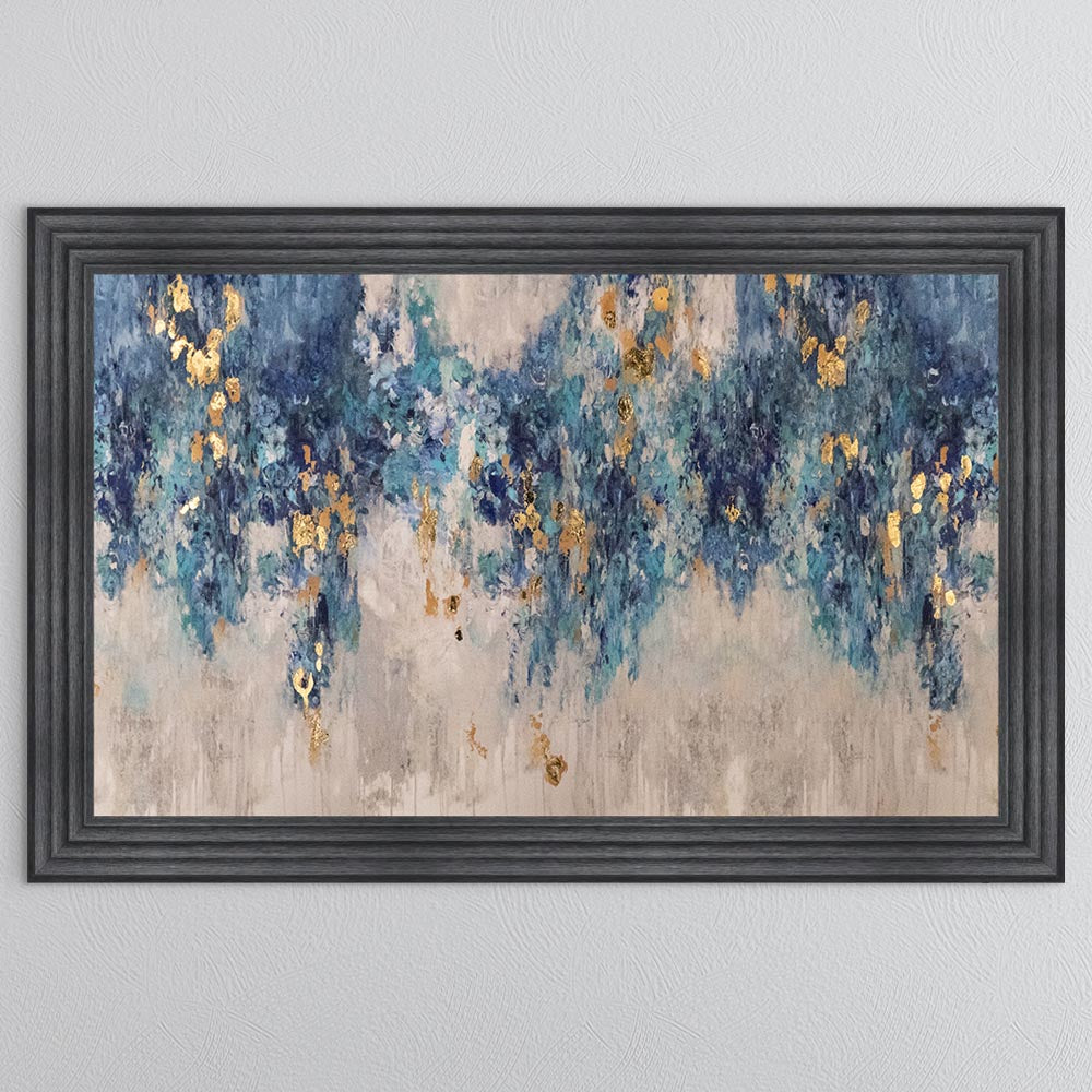Blooming Blue with Gold Foil Framed Wall Art