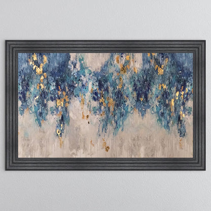 Blooming Blue with Gold Foil Framed Wall Art