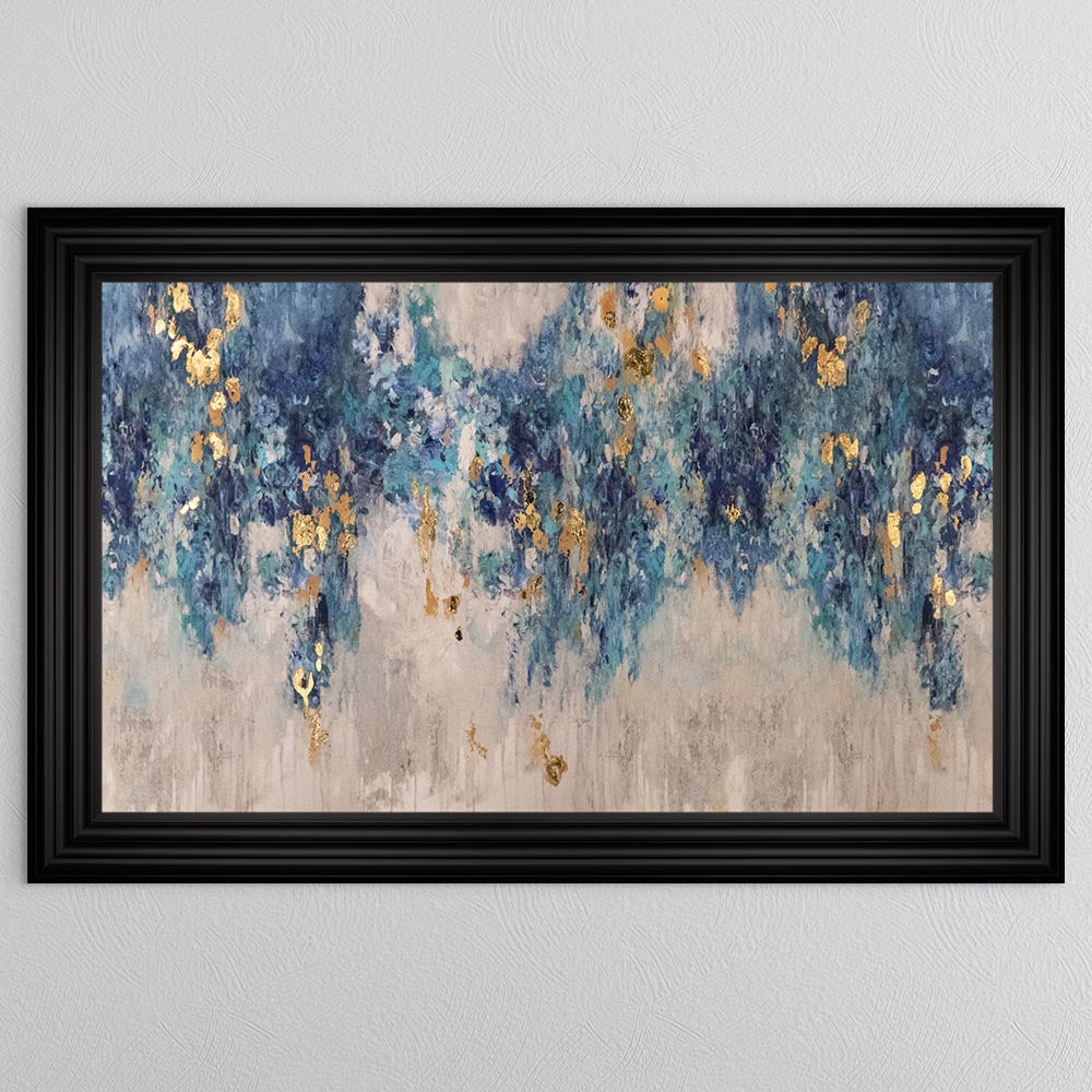 Blooming Blue with Gold Foil Framed Wall Art