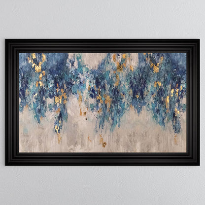 Blooming Blue with Gold Foil Framed Wall Art
