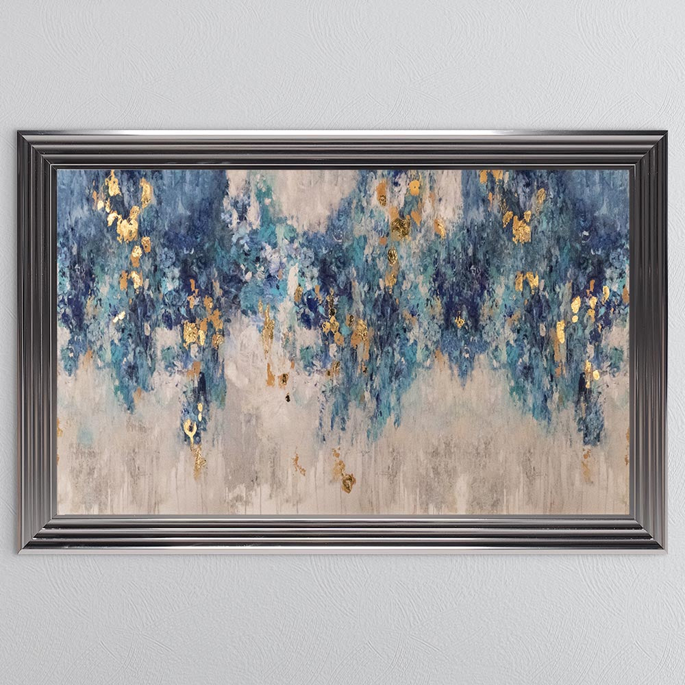 Blooming Blue with Gold Foil Framed Wall Art