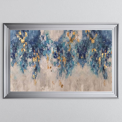 Blooming Blue with Gold Foil Framed Wall Art