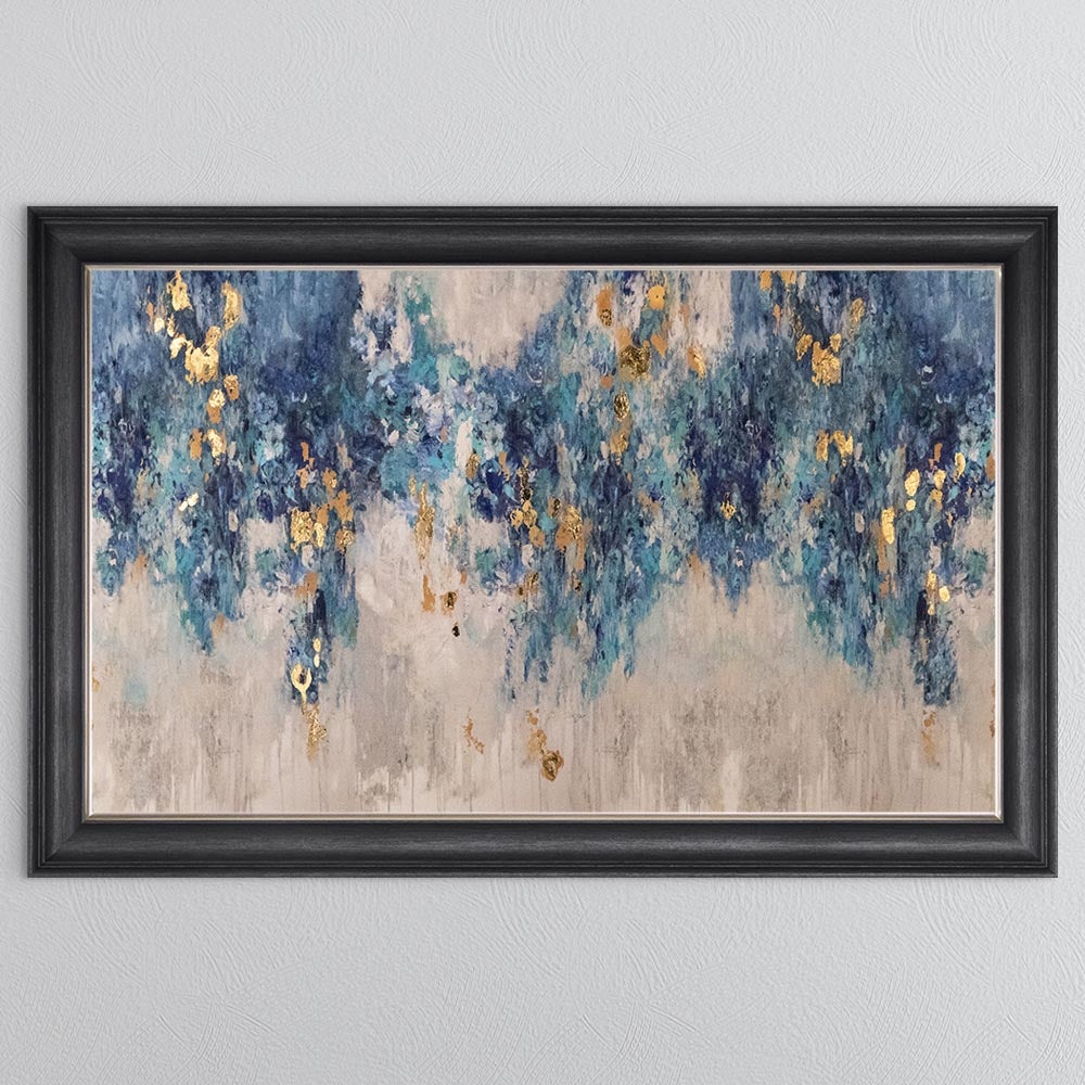 Blooming Blue with Gold Foil Framed Wall Art