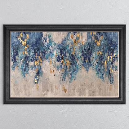 Blooming Blue with Gold Foil Framed Wall Art