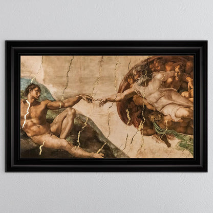 Creation of Adam with Gold Foil Framed Wall Art