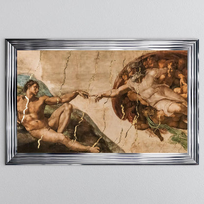 Creation of Adam with Gold Foil Framed Wall Art