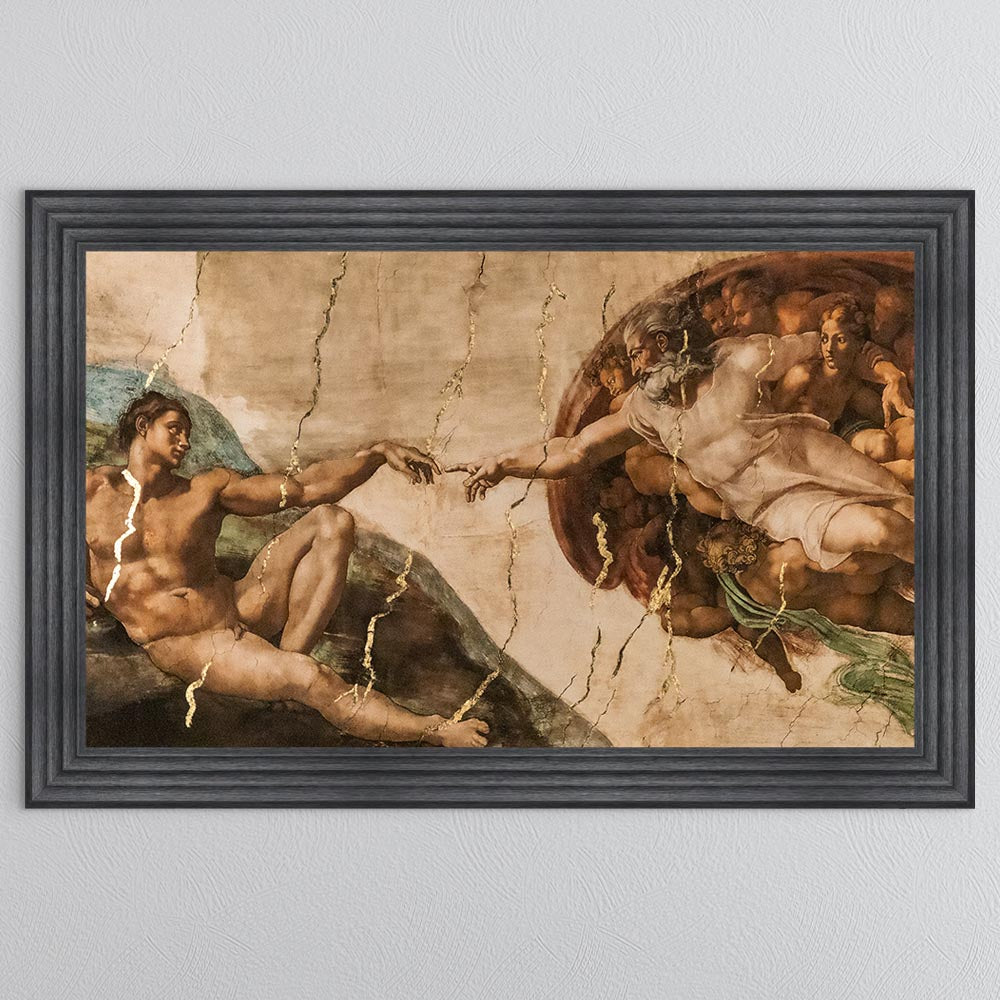 Creation of Adam with Gold Foil Framed Wall Art