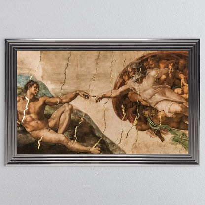 Creation of Adam with Gold Foil Framed Wall Art