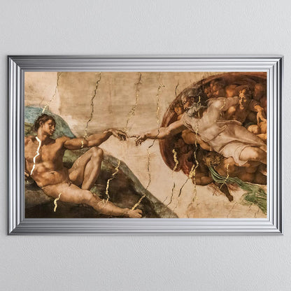 Creation of Adam with Gold Foil Framed Wall Art
