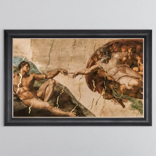 Creation of Adam with Gold Foil Framed Wall Art