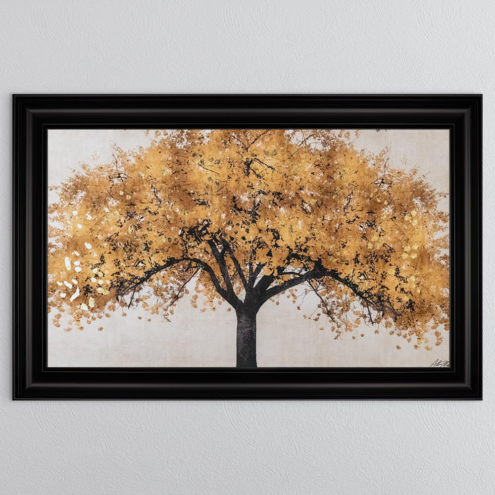Gold Blossom Tree with Gold foil Framed Wall Art