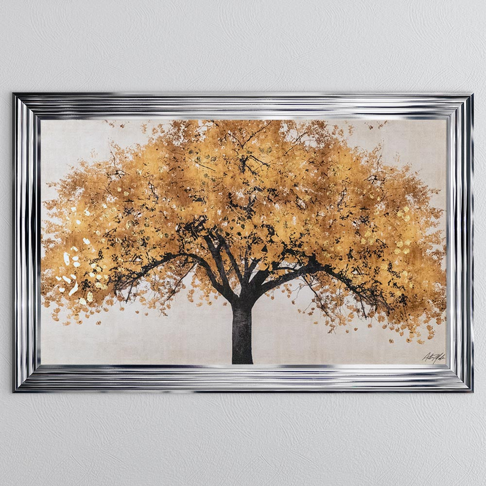 Gold Blossom Tree with Gold foil Framed Wall Art