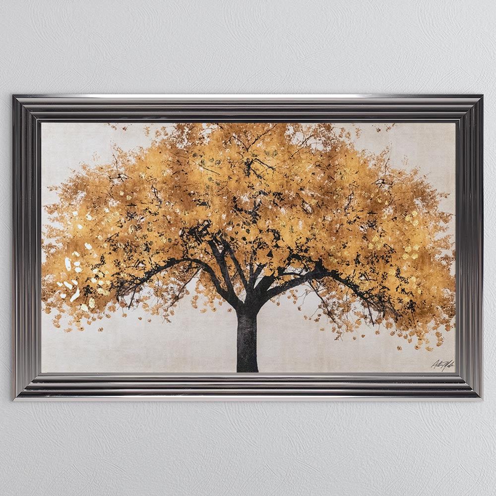 Gold Blossom Tree with Gold foil Framed Wall Art