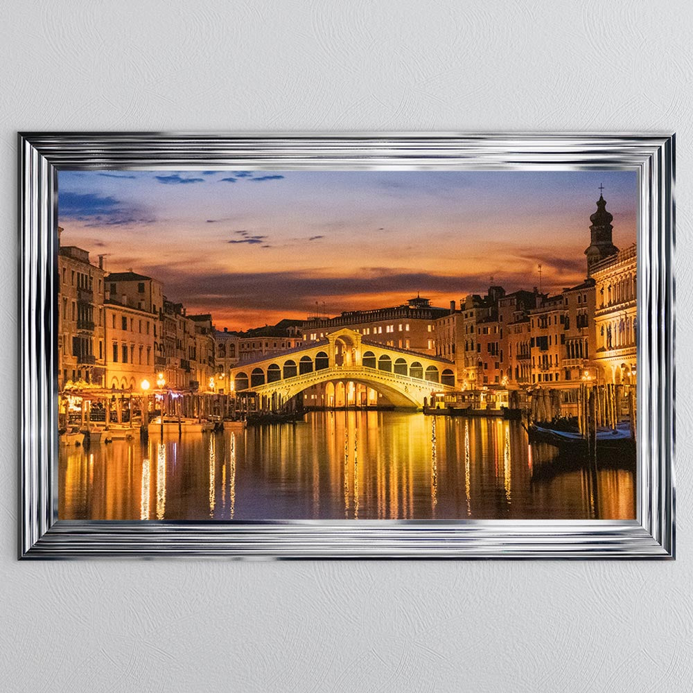 Rialto Bridge - Venice with Gold Foil Framed Wall Art