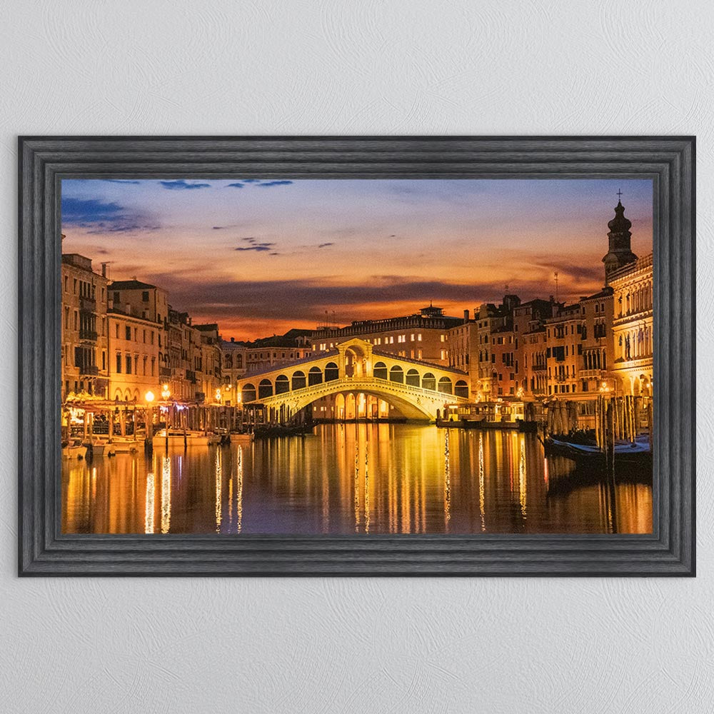Rialto Bridge - Venice with Gold Foil Framed Wall Art